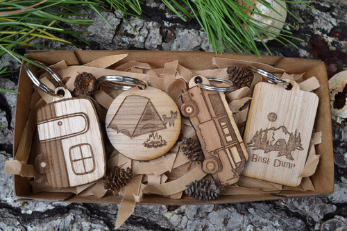 The Camp Series Wood Keychain Set