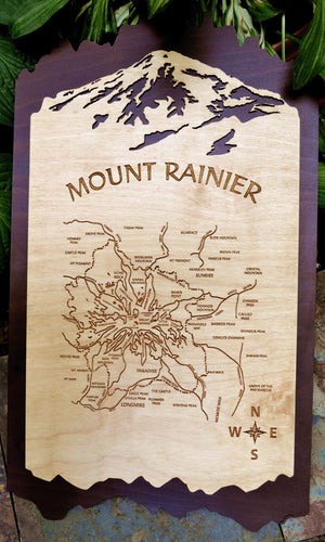 Mount Rainier Wood Map